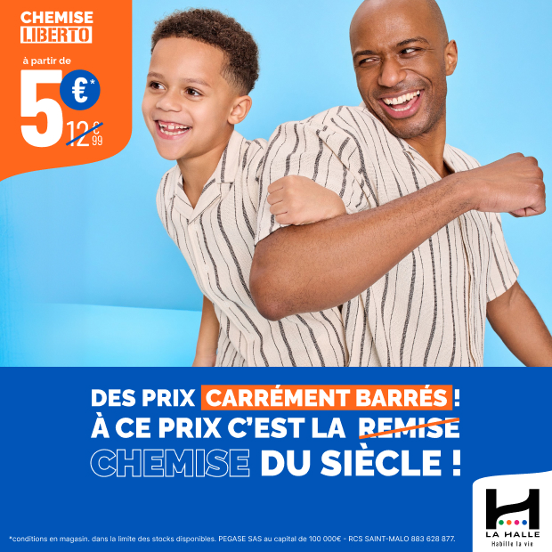 Prix carrément barrés chez la Halle : chemises Liberto à partir de 5€*